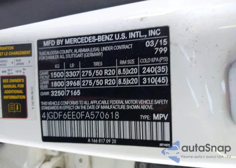 2015 Mercedes-Benz Gl 450 4Matic from USA, damaged, VIN 4JGDF6EE0FA570618